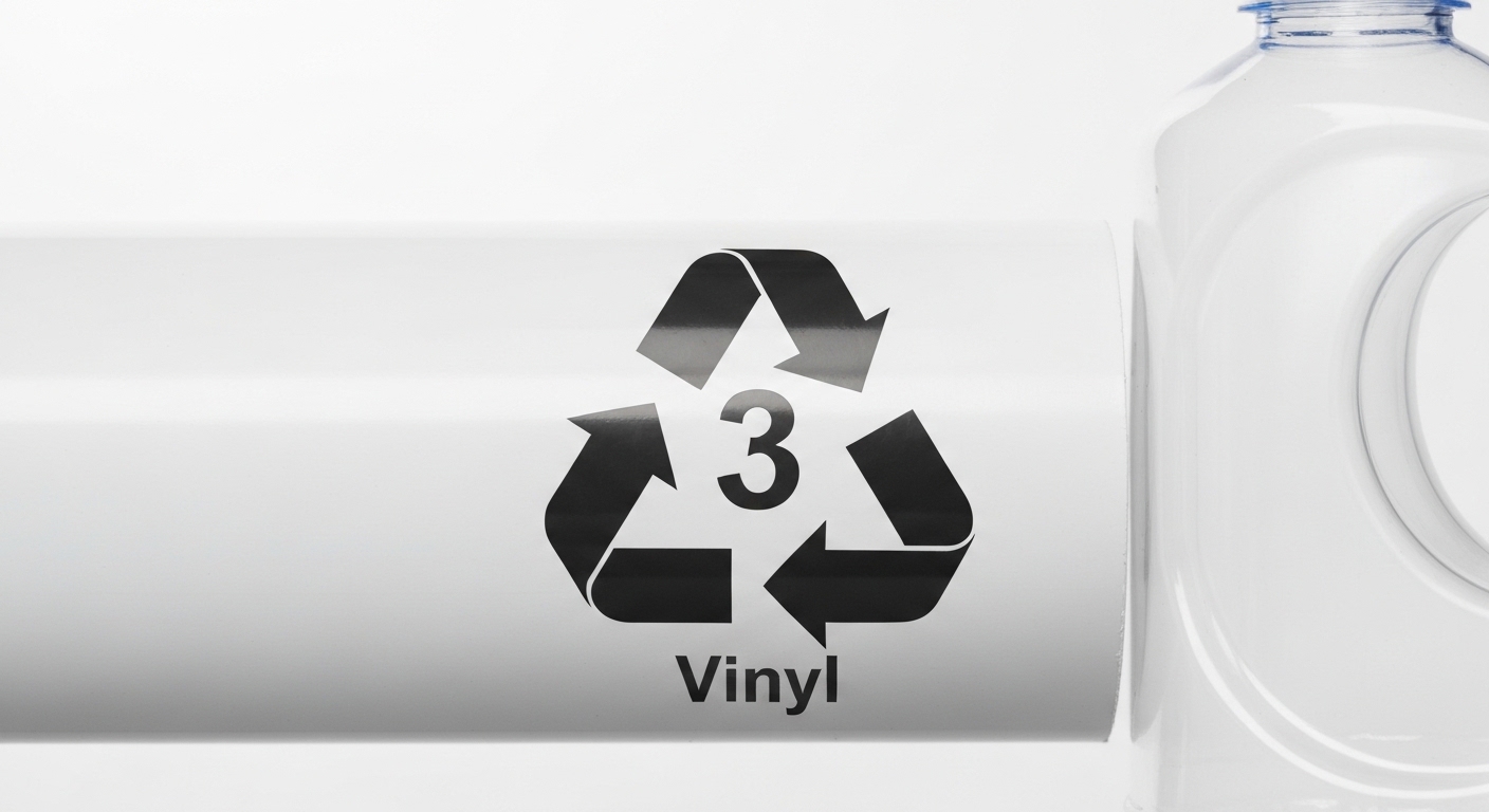 Resin Identification Code number 3 symbol with 'V' or 'PVC' text.